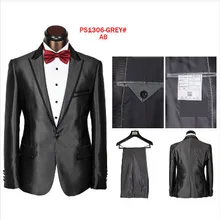 Жених смокинг серый свадьба костюмы для мужчины обычный заказ, Заказ серый 2 пуговица нотч мужчины серый свадьба костюм
