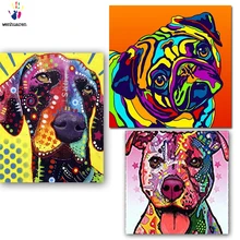 DIY раскрашивания фотографии по номерам с цвета абстрактный собака Рисунок собаки Рисунок Живопись по номерам оформлена дома