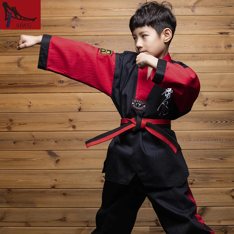 Ropa de Taekwondo para niños, uniforme de Taekwondo de XXXS-M, color negro con redBlack y blanco, oferta _ - AliExpress Mobile