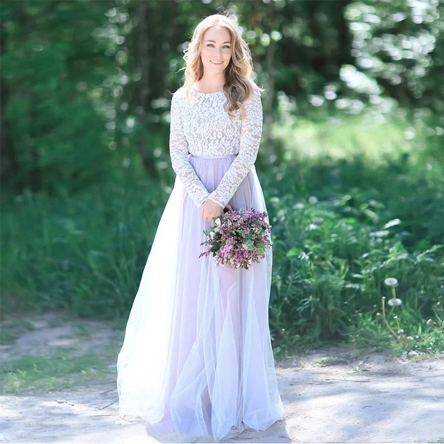 Lavendar Bridesmaids Dresses Long Sleeve