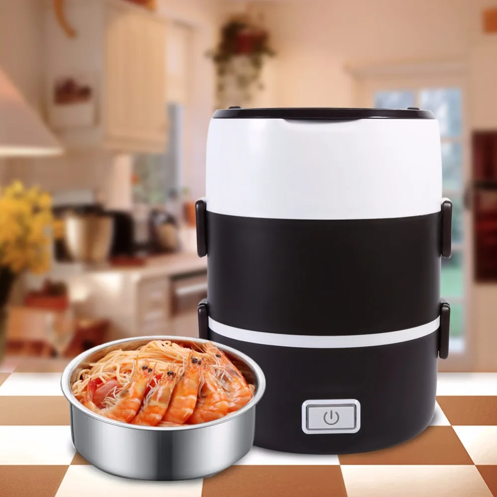 

3 Layer Heating Lunch Box Electric Bento Box Steel Food Storage Box Thermal Lunchbox Kid Picnic Container Oven Dinnerware Kit