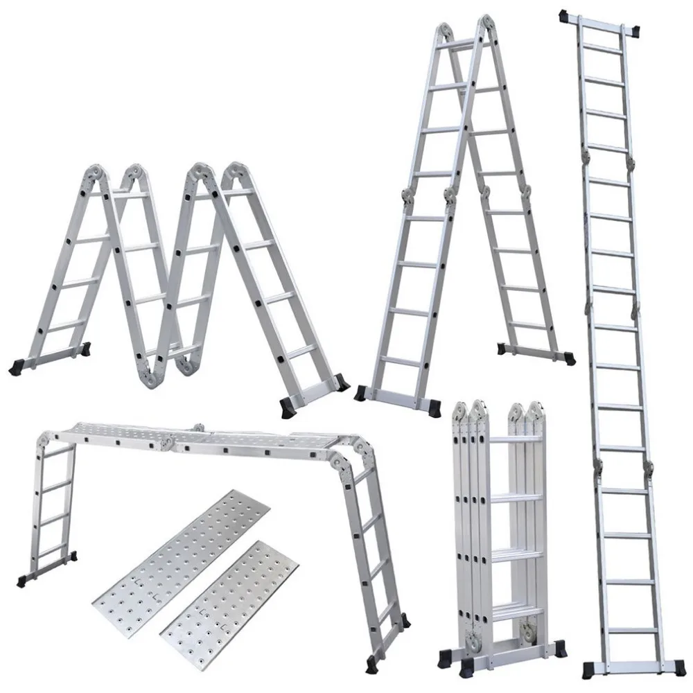 

New 15.5FT Step Platform Multi Purpose All-Rustproof Aluminum Alloy Folding Scaffold Step Ladder for Commercial Use And DIY