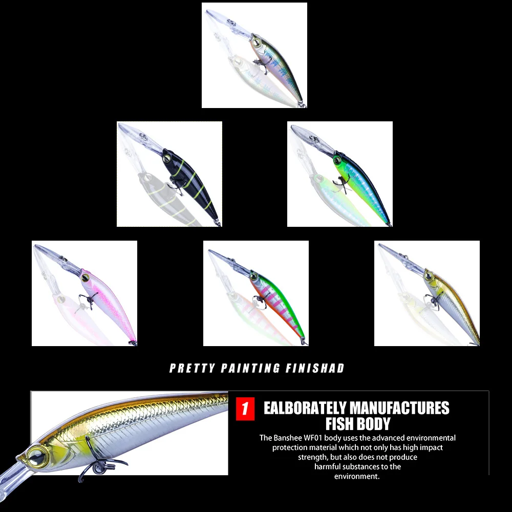 Iscas de Pesca Banshee 60 Milímetros 5.8g Baixo e pique Jerkbait Sinking Wobbler 3d Olhos Aritificial Rígidos Iscas Isca Dura Pike Shad Crankbaits 3 Banshee 60mm 5.8g baixo pique jerkbait flutuador