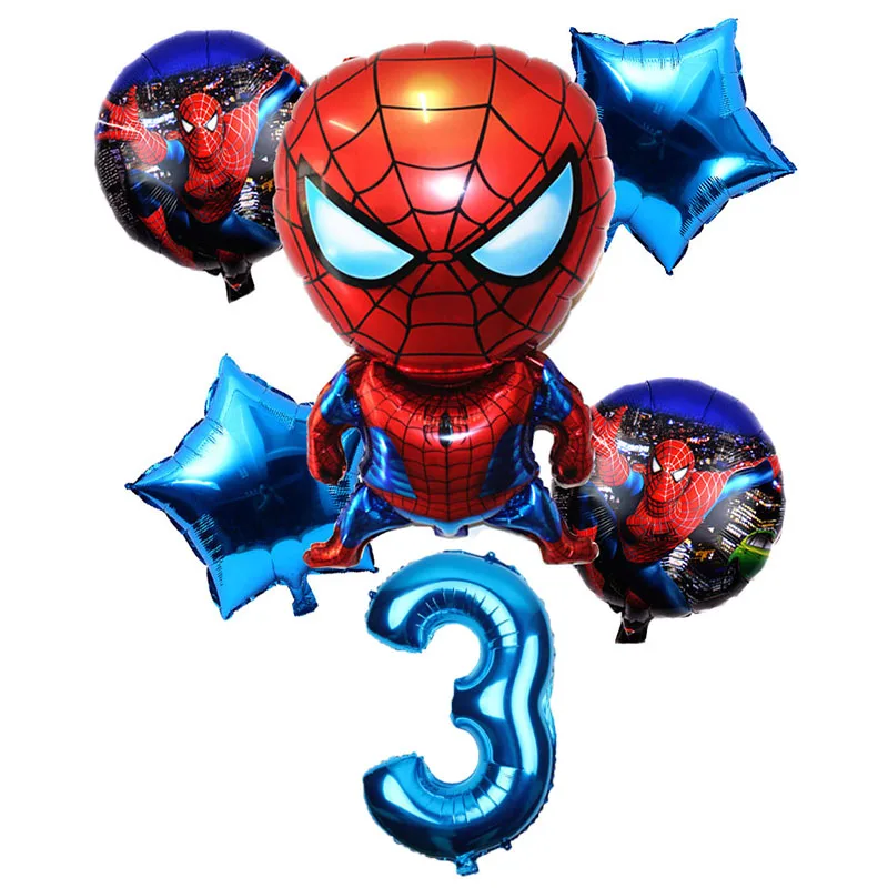 6 шт./партия 32-дюймовый номер 1-9 лет Человек-паук гелиевый воздушный шар с изображением Человека-паука супергерой Мстители День рождения воздушные шары украшения - Цвет: 3