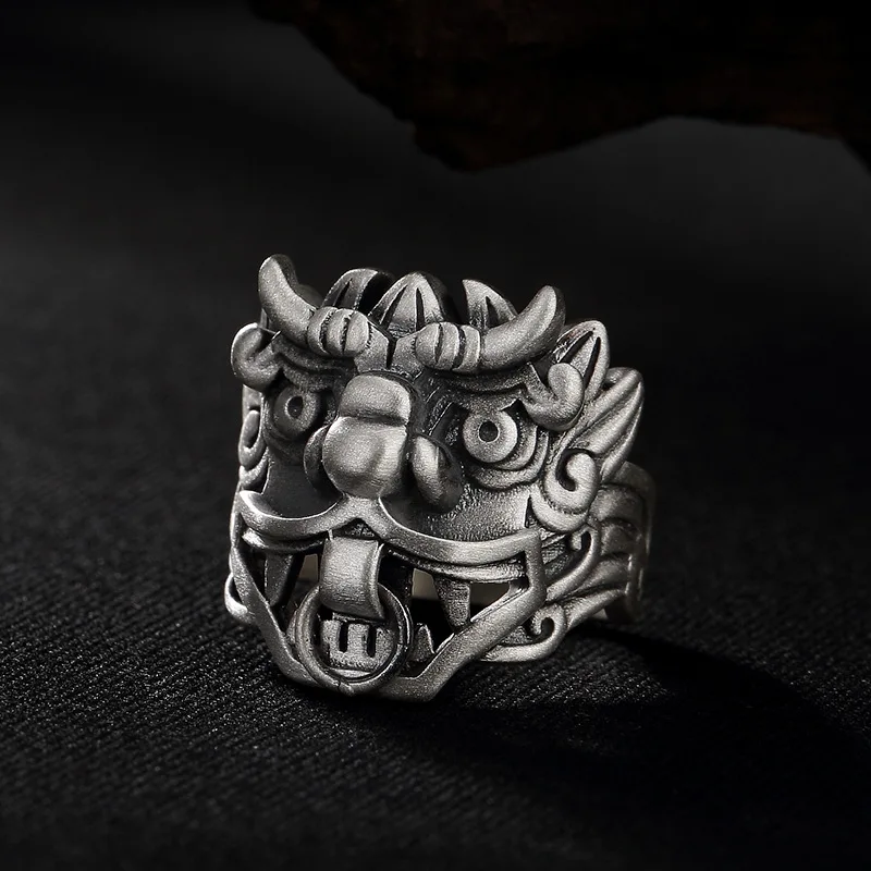 

silver S990 Zuyin retro matte ring all-match unique personality gluttonous male ladies sterling silver ring wholesale