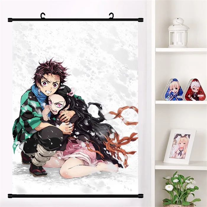 Японское аниме Demon Slayer: Kimetsu no Yaiba Kamado Tanjirou Kamado Nezuko настенный свиток плакат Настенные подвесные плакаты домашний декор - Цвет: C