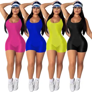 

Women Summer Short Jumpsuits and Rompers Sleeveless Tank Bodysuits