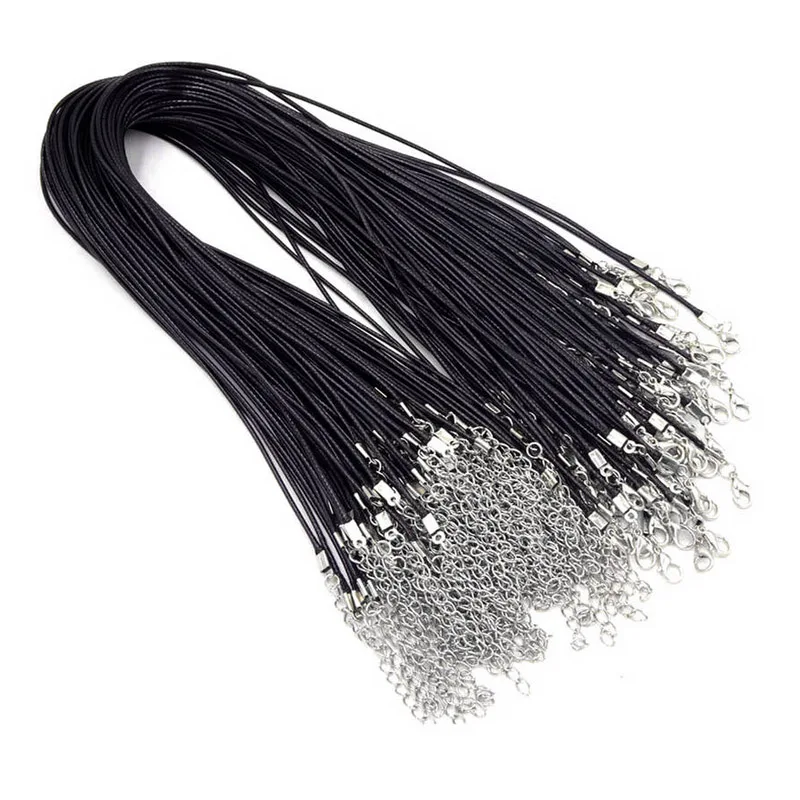Wholesale 100pc/lot DIY Black Leather Chain Necklace Women Handmade Wax Cord Rope Necklace For DIY Jewelry Making Accessories 4