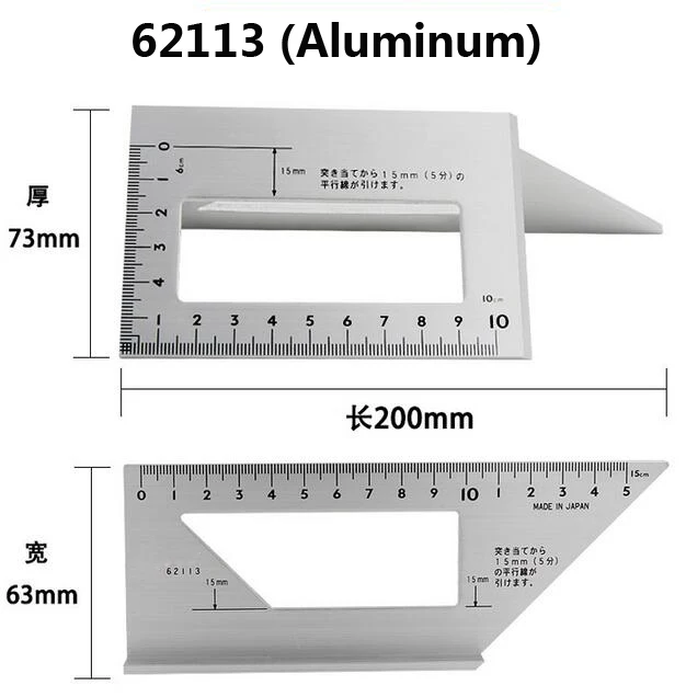 Деревообрабатывающий Многофункциональный квадратный линейка 45 градусов 90 градусов датчик деревообрабатывающий инструмент, инструменты для резьбы японский алюминиевый сплав