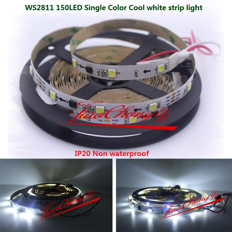 

5M 150LED WS2811 DC12V Single Color Cool white strip light Addressable IP30 Non-waterproof