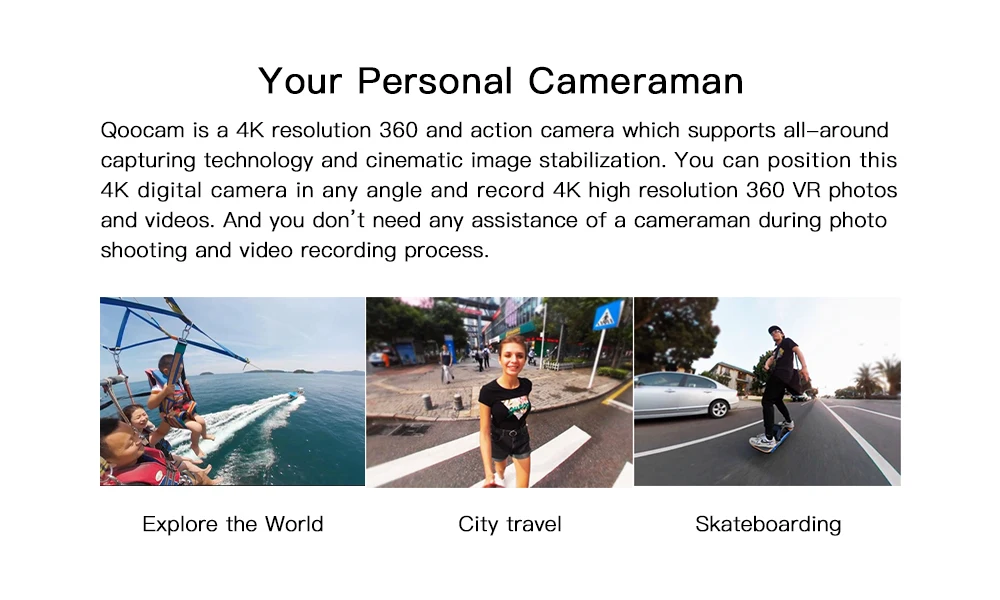 QooCam 4K 360 камера 3D VR 180 Вращающийся 3 объектива действие kamera видео стабилизация Универсальный держатель для сотового телефона 120 FPS медленное движение 3D фото