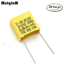 MCIGICM 20 штук 100nF конденсатор с алюминиевой крышкой, X2 конденсатор с алюминиевой крышкой, 275VAC высокого разрешения 10 мм X2 полипропиленовый пленочный конденсатор с алюминиевой крышкой, 0,1 мкФ