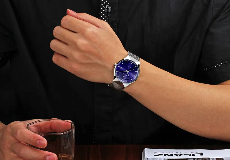 Бренд WWOOR, тонкие часы, мужские роскошные кварцевые наручные часы, дата 50 м, водонепроницаемые часы, мужские повседневные наручные часы, relogio masculino