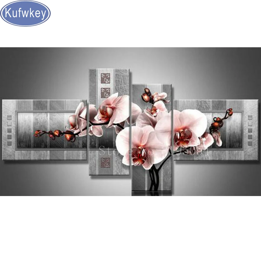 

4 pcs,Full Square 5D DIY Diamond Painting Magnolia flower Picture 3d Diamond Embroidery,Cross Stitch,Mosaic,stickers,home decor