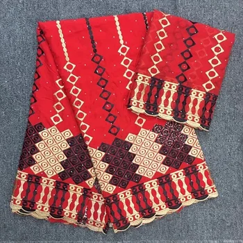 

2018 New Design Red African Cotton Swiss Voile Lace Fabric High Quality African Swiss Voile Lace In Switzerland For wedding