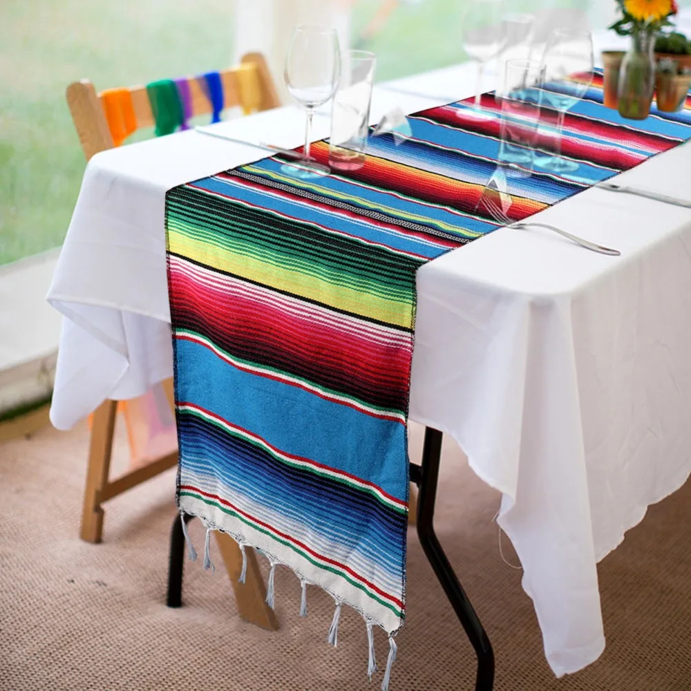  OurWarm Fiesta Themed Party Table Runner Cinco De Mayo Celebration Party DIY Decorations Mexican Se
