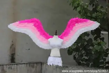 

beautiful pink angel feather wings Bridal accessories pure handmade Models T stage show wedding shooting props EMS Free shipping
