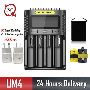 

NITECOR UM4 C4 VC4 LCD Smart Battery Charger for Li-ion/IMR/INR/ICR/LiFePO4 18650 14500 26650 21700 26650 AA AAA Batteries D4