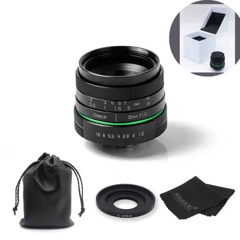 

New green circle 35mm APS-C CCTV camera lens For Canon EOS M / M2 / M3 with C-eosm adapter ring +bag+gift +big box