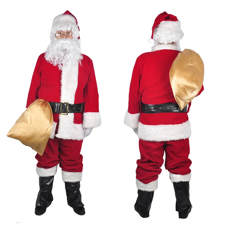 Clearance Sale 1 Set Of Christmas Santa Claus Costumes Hat For Adults Blue Red Christmas Clothes Santa Claus Costume Luxury Suit