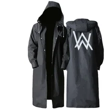 Adulto longo capa de chuva das mulheres dos homens alan walker padrão eva preto caminhadas ao ar livre viagens à prova dwaterproof água com capuz casaco de chuva poncho guarda-chuva(China)