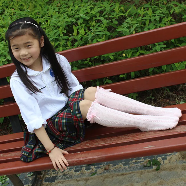 New Fashion Bowknot Girls Knee High Socks Lovely Infant Leg Warmers