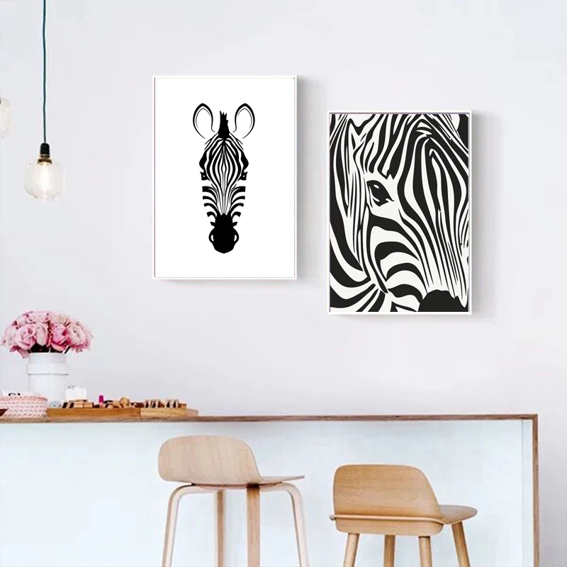 

Nordic cartoon animals Black white zebra canvas art printing Poster painting Wall Art Home decoration pictures on the wall zs345