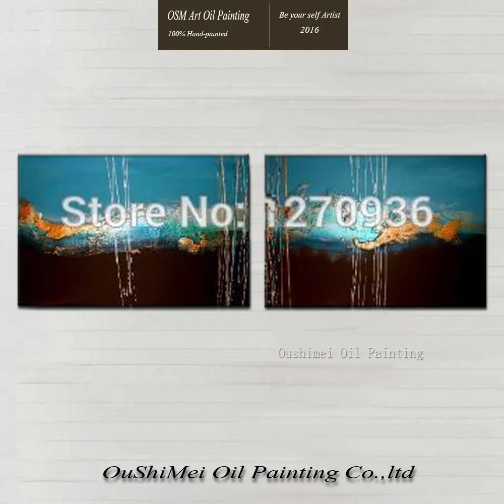 

Abstract Two Pieces Beautiful Black Sea and Bright Blue Sky Decorative Painting 100% Handmade Oil Painting On Canvas Paintings