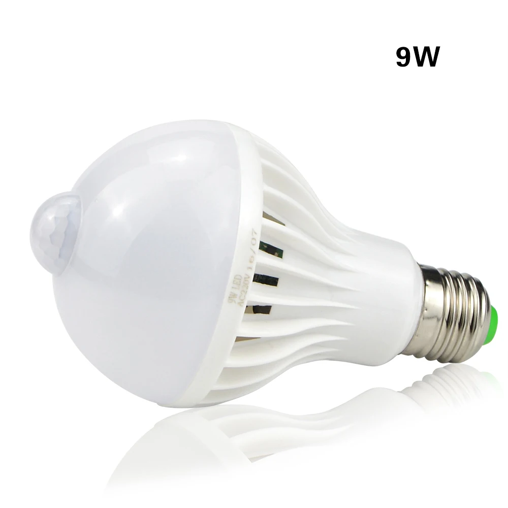 Светодиодный PIR датчик движения лампа E27 220V 5W 7W 9W автоматический ВКЛ/Выкл