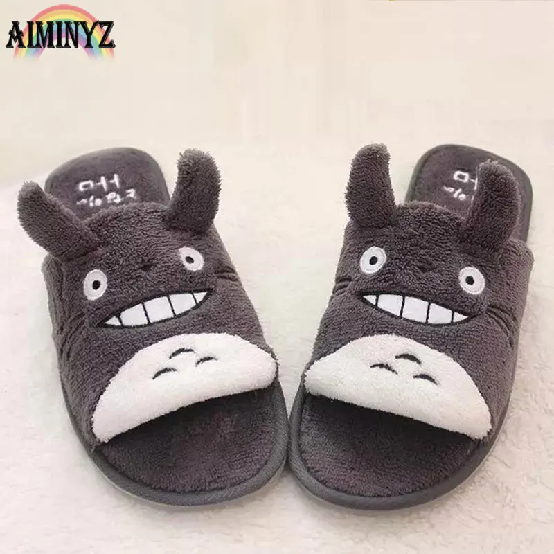 

Totoro Slippers Rubber Couples Ladies Slipper Cute Animal Funny Chausson Femme Shoes Women Fur Flat Funny House Bathroom Female