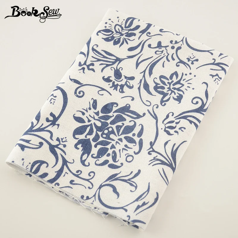 

Booksew Blue Flower Design Cotton Linen Fabric Sewing Material For Tablecloth Pillow Bag Curtain Cushion Zakka Home Textile
