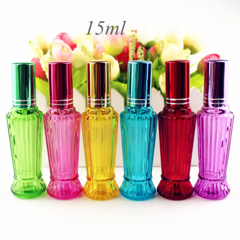 

15ml Colorful Glass Perfume Bottle Thick Mini Empty Fragrance Cosmetic Packaging Spray Bottle Refillable Glass Vials