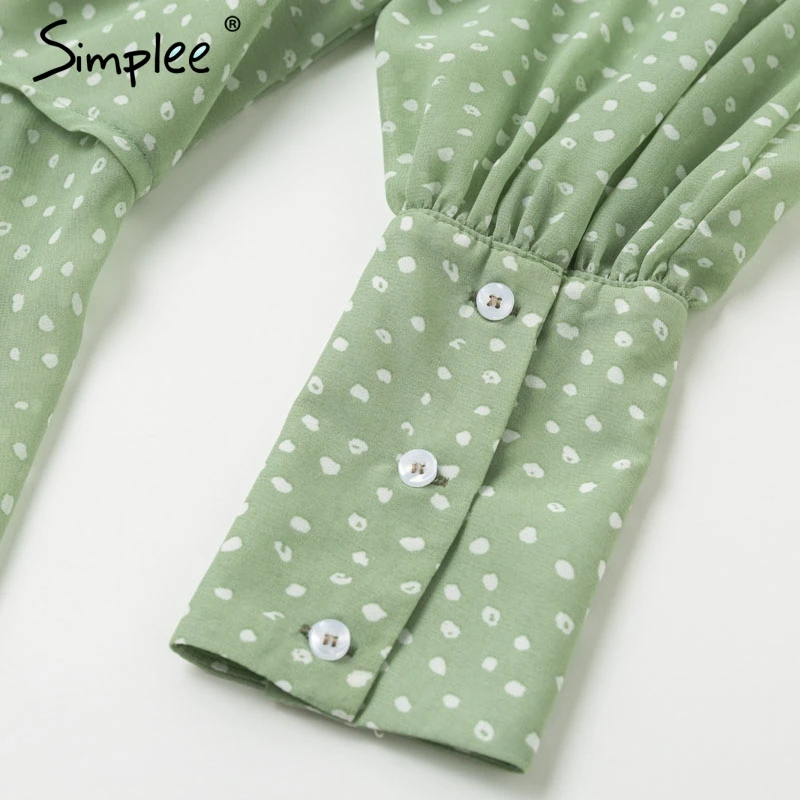 Simplee V-образным вырезом женскоешифоновая блузка рубашка Галстук-бабочка с высокой талией баски топы рукавом женские топы блузка рубашка