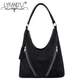 

LYKANEFU Suede Leather Bag for Women Bag Women Leather Handbag Designer Purse Ladies Hobo Shoulder Bags Female Handbags