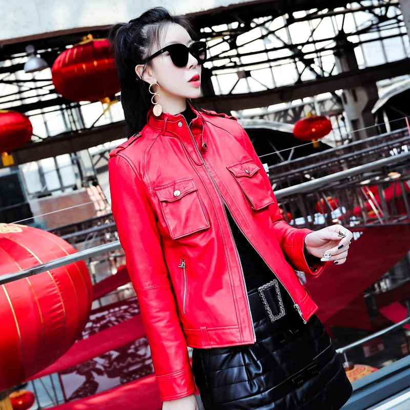 

Spring Autumn Real Genuine Leather Jacket Women Clothes 2019 Korean Vintage Sheepskin Coat Outwear Tops Chaqueta Mujer ZT3123