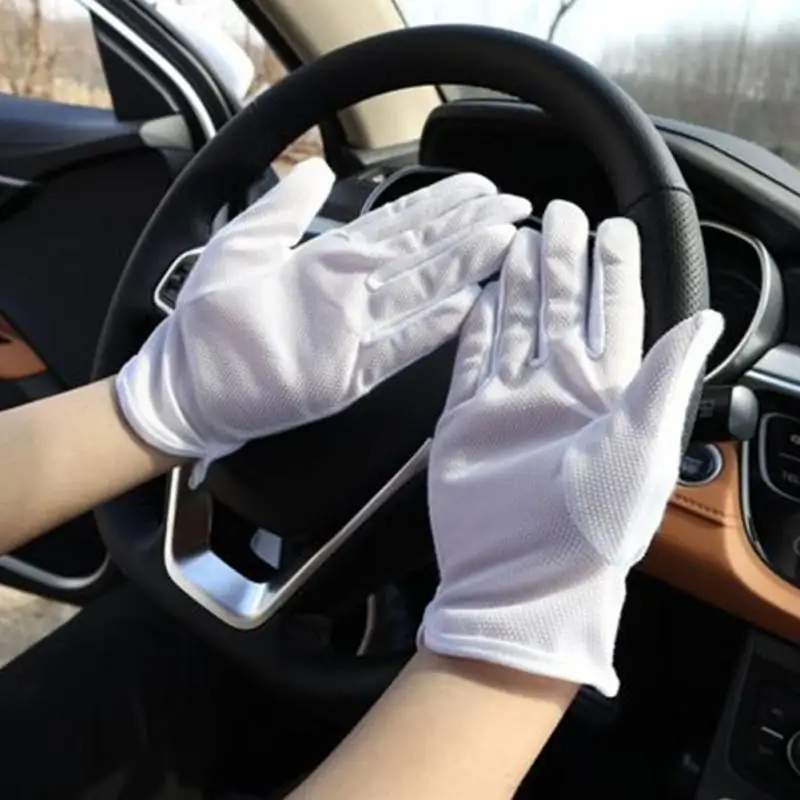 1 пара белые спандекс перчатки из лайкры полный палец руки протектор для мужчин и женщин официанты/водители/Ювелирные изделия/рабочие перчатки унисекс
