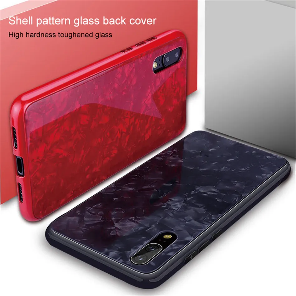 Luxury Tempered Glass Shell Pattern Phone Case For HUAWEI P20 Pro Hard PC Soft TPU Back Cover For HUAWEI P20Pro Anti-knock Capa (6)
