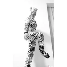 Маска кошки зеркальный боди модельный костюм подиумная сценическая танцевальная одежда круглый зеркальный комбинезон Блестящий зеркальный светильник комплект из одного предмета