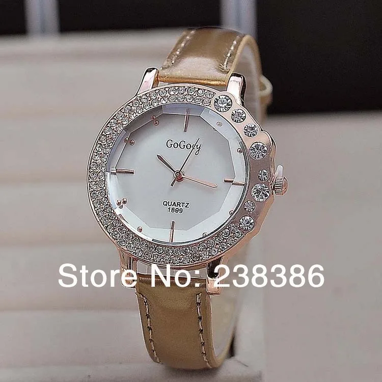 TGJW064 GOGOEY Brand Fashion Lady's Wristwatches With Diamond Studded On The Watch Face Luxury Watches Lightful PU Leather Strap |