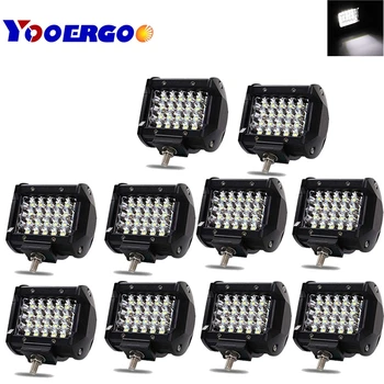 

10 pcs 4 Inch Quad Row 72W LED Work Light Bar Spot Beam Offroad Motorcycle For ATV UTV SUV UAZ Jeep Truck 12V 24V Car Styling