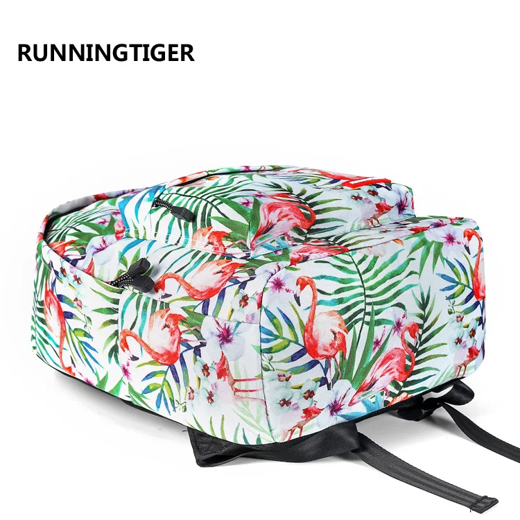Runningtiger Новый Цветочный рюкзак Фламинго Цветочные школьные сумки для девочек