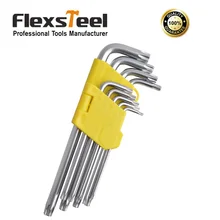 Flexsteel 9 шт., набор ключей с шестигранным ключом, шестигранный ключ, T10-T50 cr-v, длинный размер с хромированной отделкой поверхности