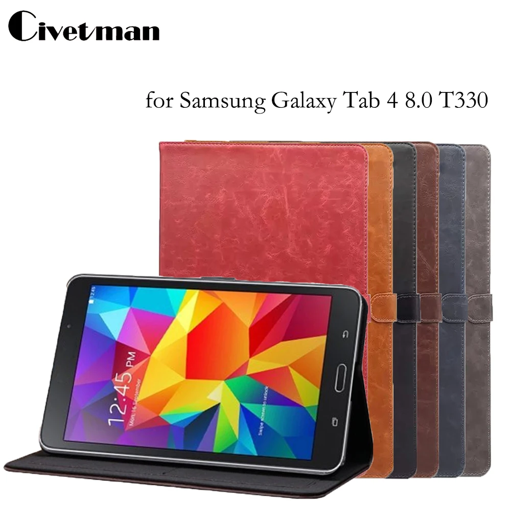 

Luxury Crazy Horse Pattern Case for Galaxy Tab 4 T330, Retro PU Leather Smart Case for Samsung Tab 4 8.0 T330 T331 T335