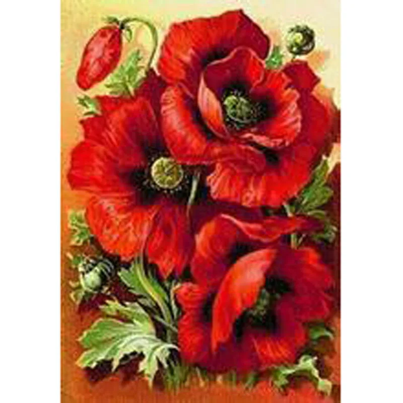 5d Diy Diamond Painting Cross Stitch Golden Lily Embroidery Red roses Crystal Round Mosaic Pictures Needlework | Дом и сад