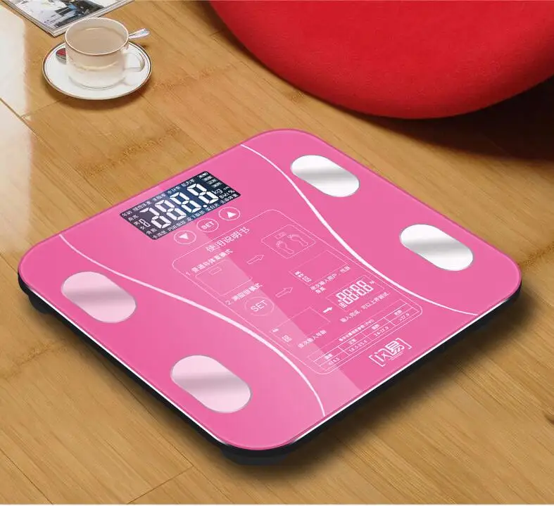 Ванная комната Корпуса Весы, шкала весов Стекло умный бытовой электронный цифровой пол Вес баланс ожирения ЖК-дисплей Дисплей - Цвет: pink