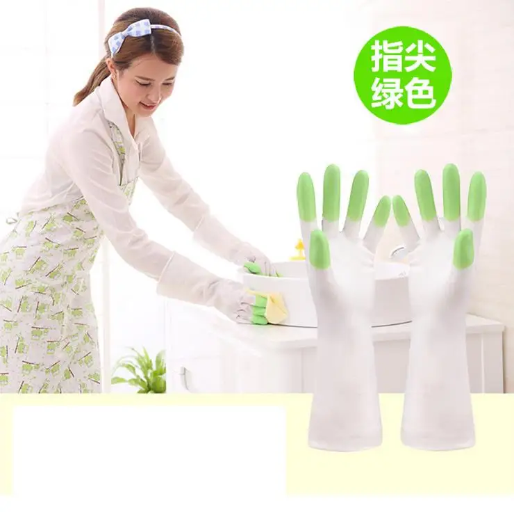 300 пар/лот кухонные прочные латексные перчатки для мытья посуды водонепроницаемые перчатки резиновые перчатки - Цвет: Зеленый