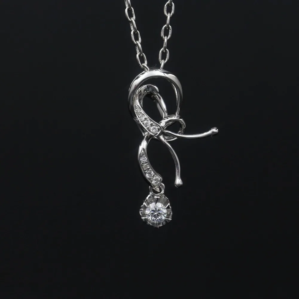 

LASAMERO Halo 0.115CTW 18k Gold Round Cut Natural Diamond Twine Tie A Knot Design Pendant Necklace Chain For Women Fine Jewelry