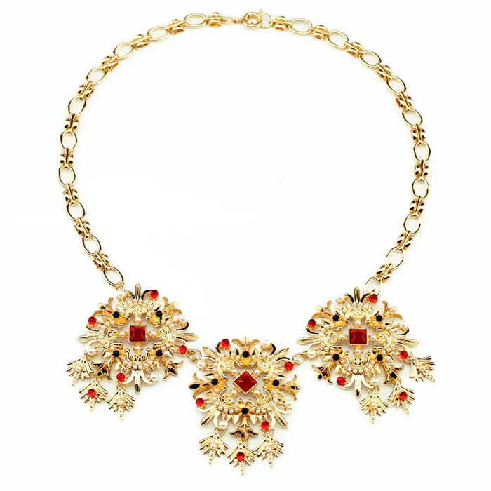 

New Arrival Roby Stone Fashion Jewelry For Women 2017 Imitated NEW Gold Color Necklaces & Pendants