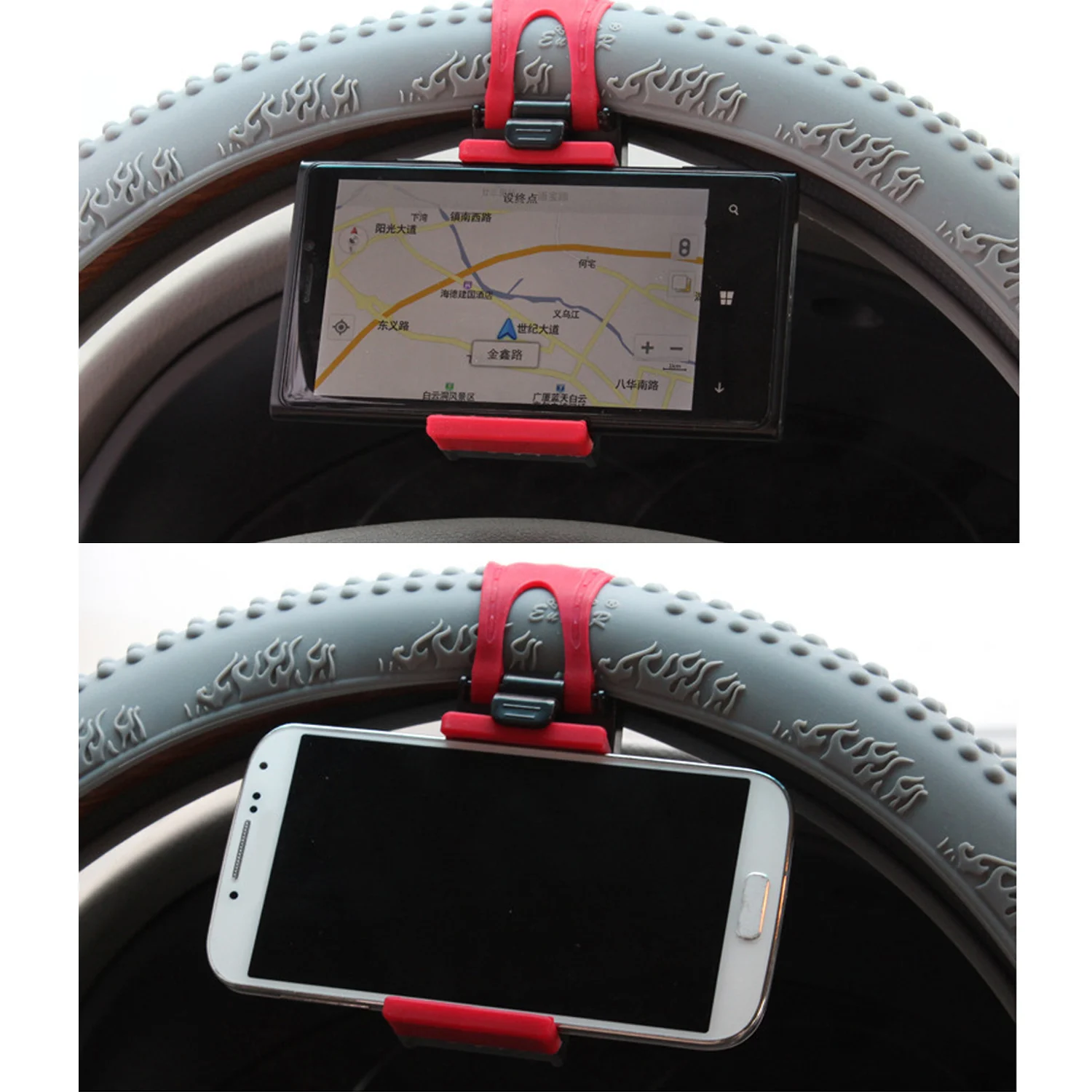 

Besegad Car Phone Stand Holder Mounted on Steering Wheel Smart Mobile Phone Clip Mount Bracket For Samsung iPhone Xiaomi Huawei