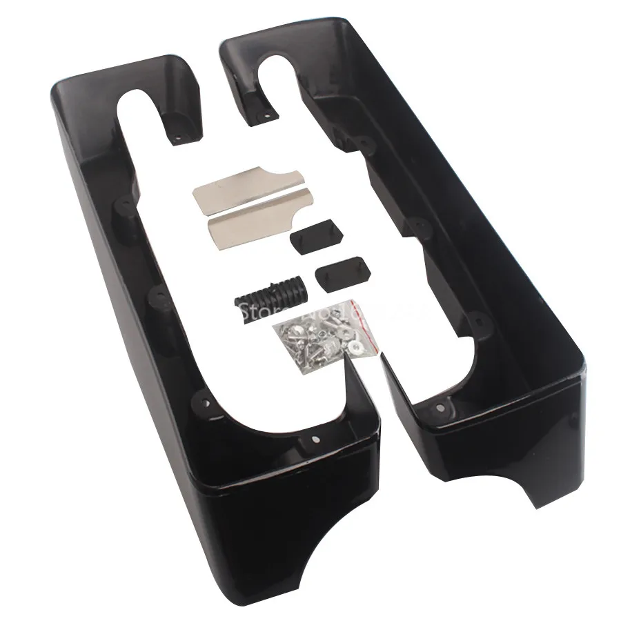 

Glossy Black 4" Hard Stretched Saddle Bag Extensions Fits For Harley Touring 1994-2013 Set